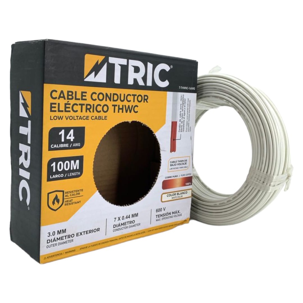 CABLE THW 14 AWG x 100Mts BLANCO