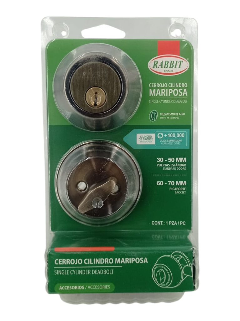 CERROJO CILINDRO SENCILLO LATON ANTIGUO LLAVE/MANILLA