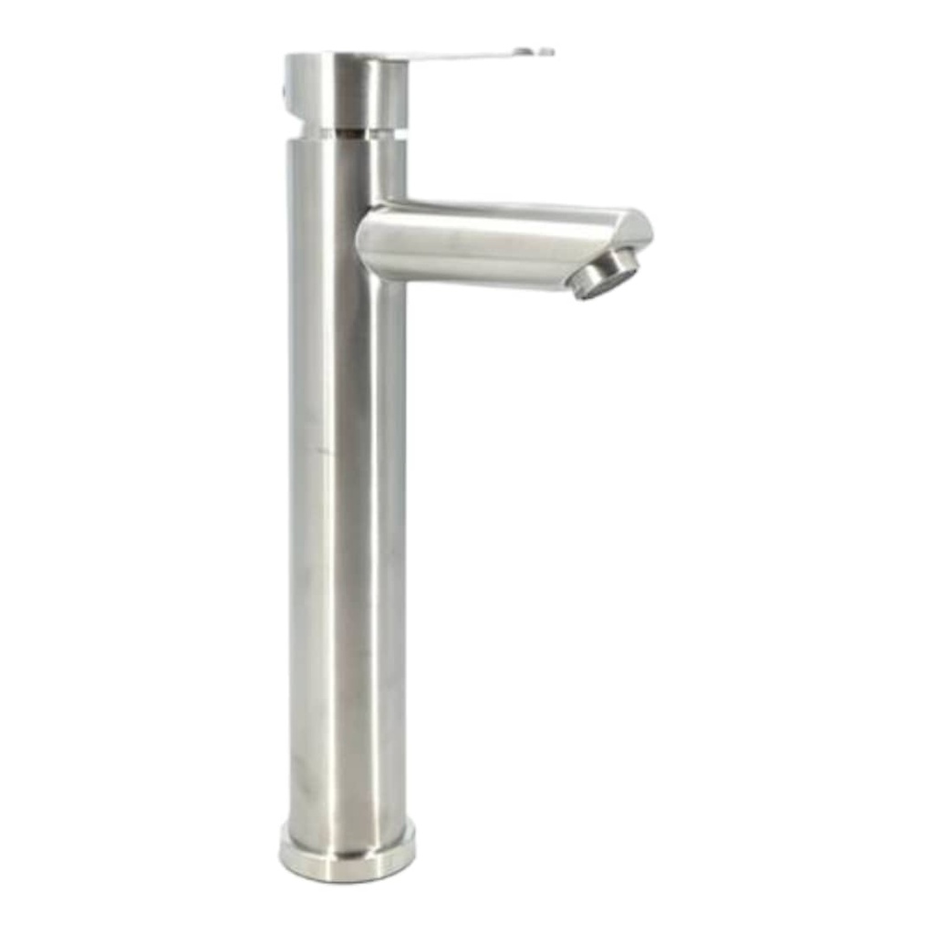 GRIFO LAVAMANO MONOMANDO ACERO INOX M/PALANCA PLANA ALTURA 30cm (INCLUYE 2 CANILLAS 3/8" x 60cm) IMP