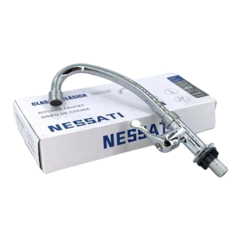 LLAVE FREGADERO PVC CUELLO ALTO M/PALANCA IMP