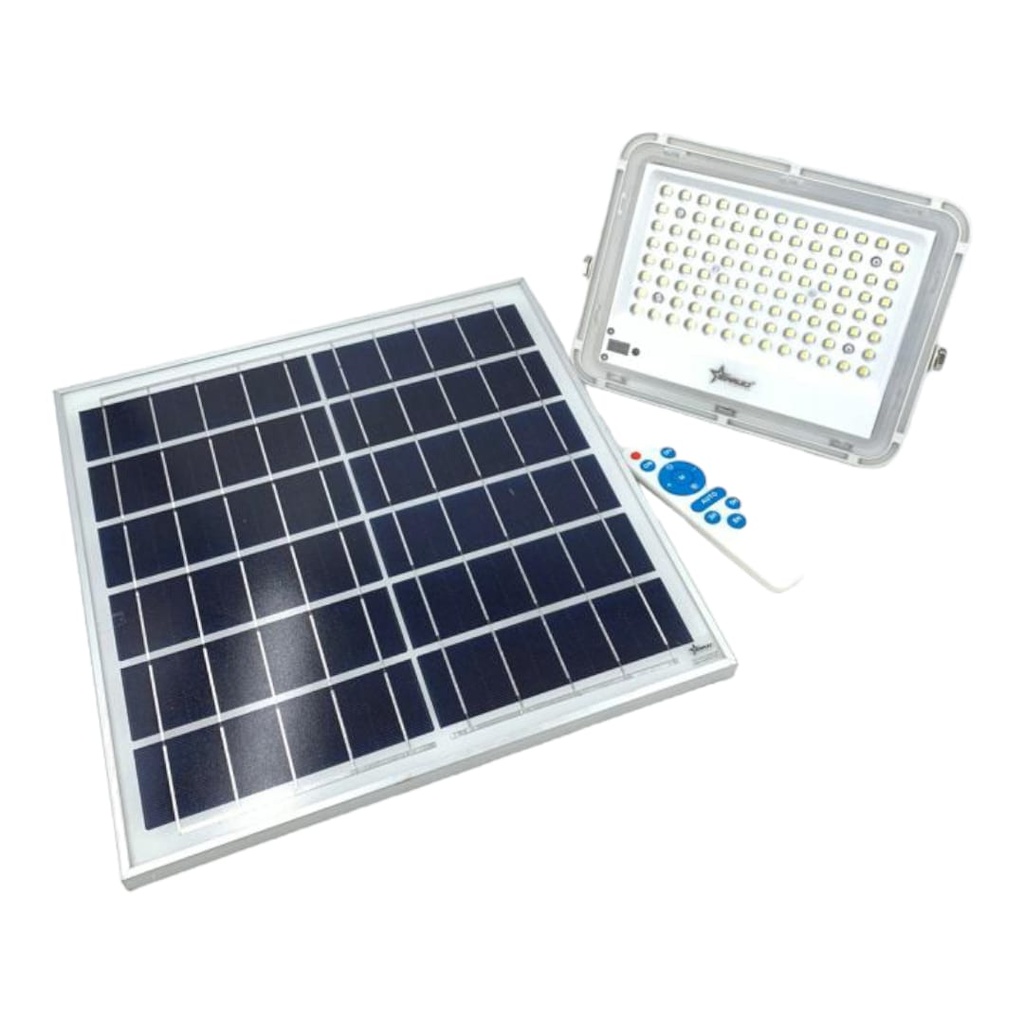 REFLECTOR LED + PANEL SOLAR C/CONTROL REMOTO 100W