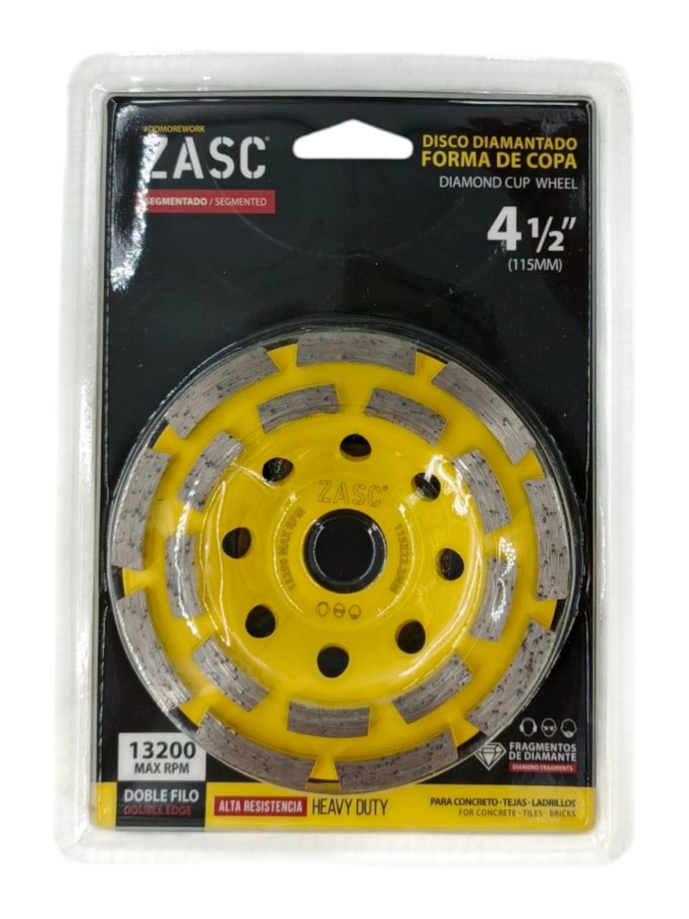 DISCO DE COPA PARA PULIR DIAMANTADO 4-1/2" SEGMENTADO