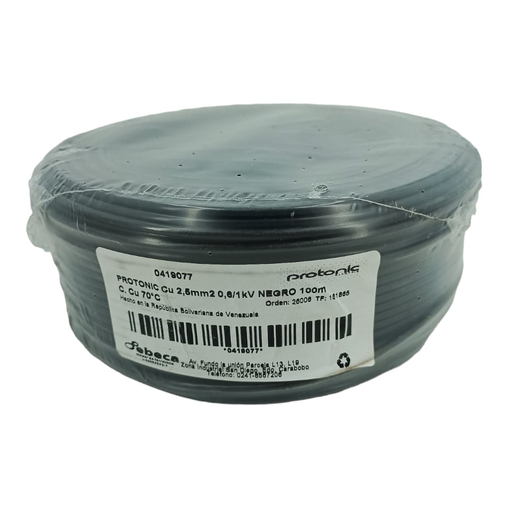 CABLE THW 12 x 100Mts NEGRO (NACIONAL 100% COBRE)
