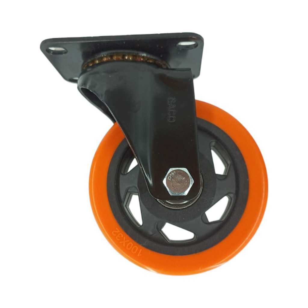 RUEDA C/BASE GIRATORIA 4" NARANJA