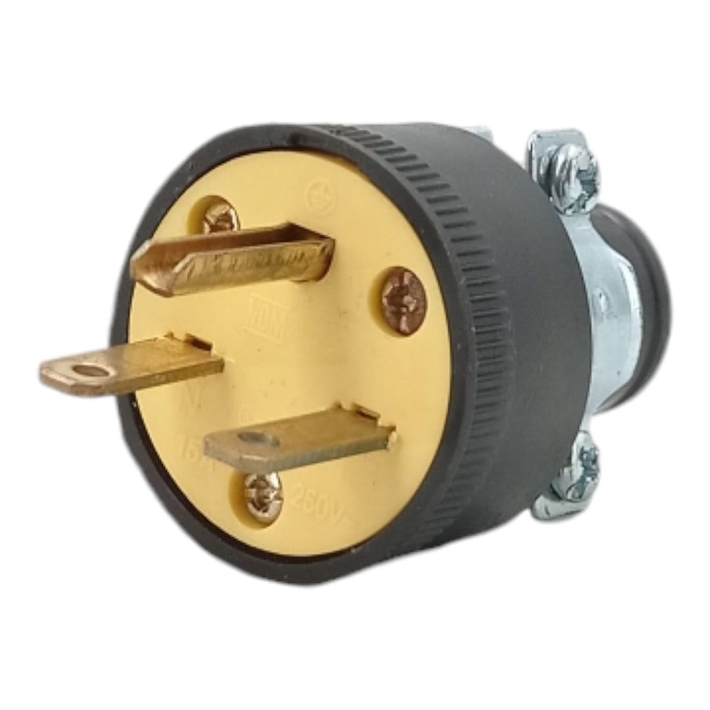 ENCHUFE MACHO DE GOMA T/CHINO 2P 15A 250V