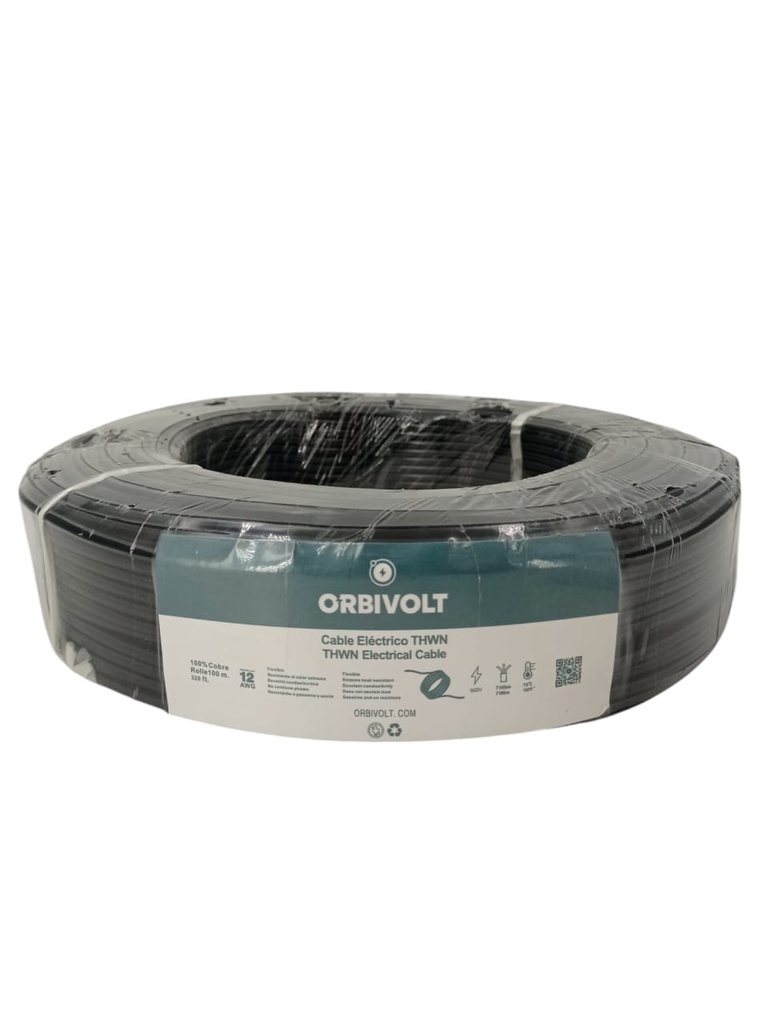 CABLE THWN 12 AWG x 100Mts NEGRO