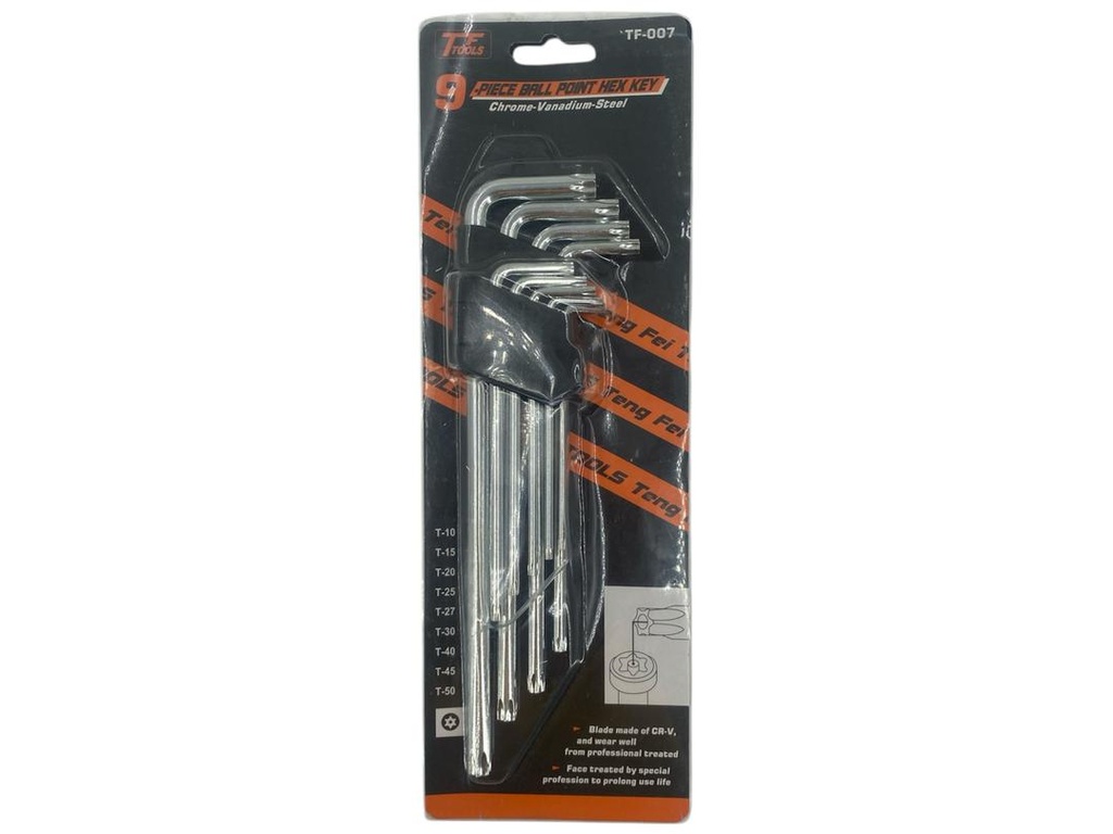JUEGO DE LLAVES TORX LARGAS 9Pzs (T10-T50)