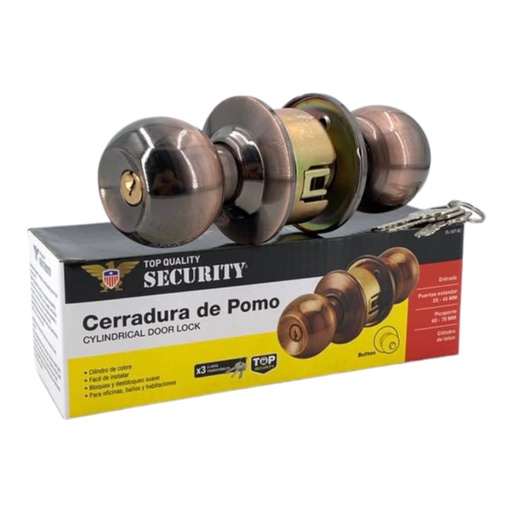 [E0500000020] CERRADURA PARA HABITACION BOTON COBRE POMO