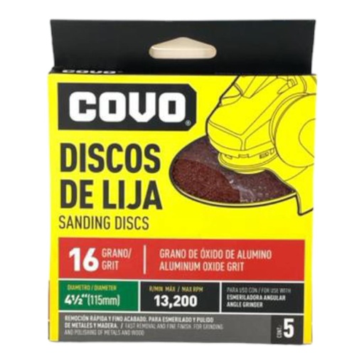 [F0100000343] DISCO DE LIJA 4-1/2" X P16 X 5Pzs