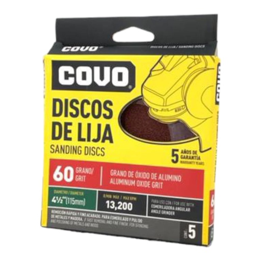 [F0100000139] DISCO DE LIJA 4-1/2" X P60 X 5Pzs