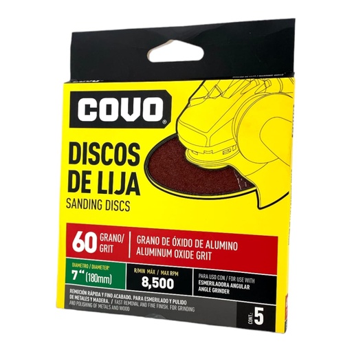 [F0100000350] DISCO DE LIJA 7" X P60 X 5Pzs