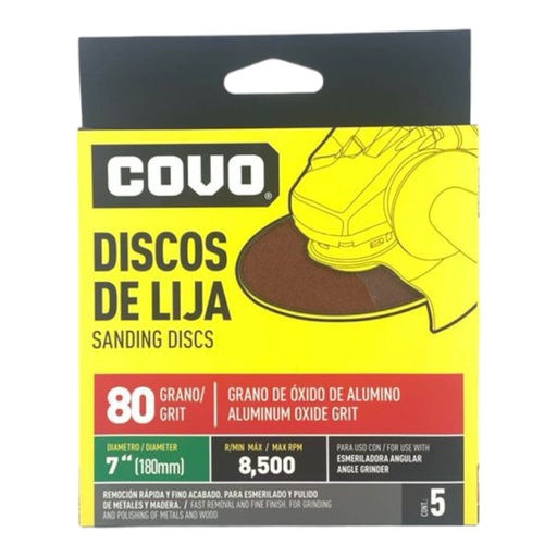 [F0100000351] DISCO DE LIJA 7" X P80 X 5Pzs