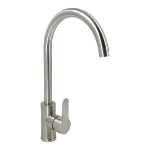 [A0300000187] GRIFO FREGADERO MONOMANDO INOX SATINADO CUELLO CISNE M/PALANCA PLANA (INCLUYE 2 CANILLAS 3/8" x 60cm) IMP
