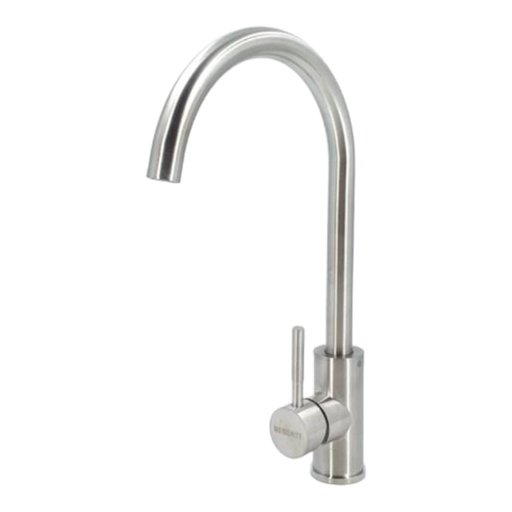 [A0300000188] GRIFO FREGADERO MONOMANDO INOX SATINADO CUELLO CISNE M/PALANCA REDONDO (INCLUYE 2 CANILLAS 3/8" x 60cm) IMP