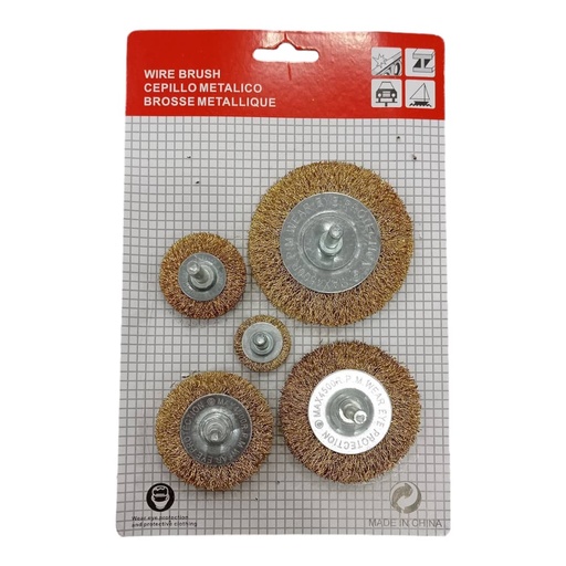 [F0100000104] JUEGO CEPILLO ALAMBRE PARA TALADRO 5Pzs