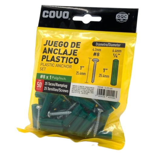 [E0600000119] RAMPLUG VERDE C/TORNILLOS #8 x 50Pzs x 1/4"