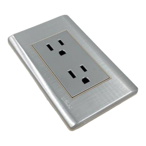[J0600000128] TOMA CORRIENTE DOBLE ACERO INOXIDABLE