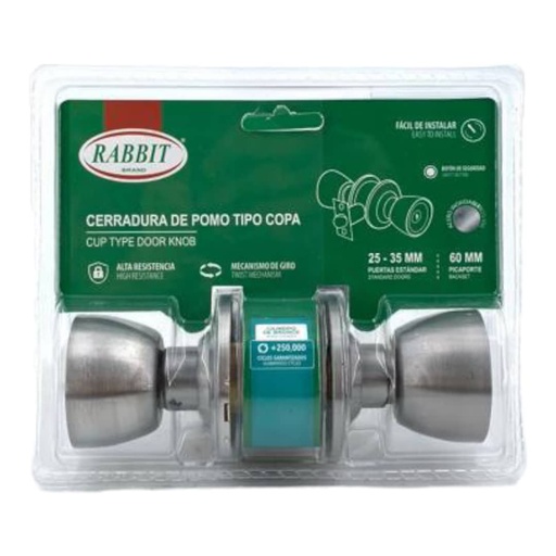 [E0500000057] CERRADURA PARA HABITACION BOTON PLATA POMO