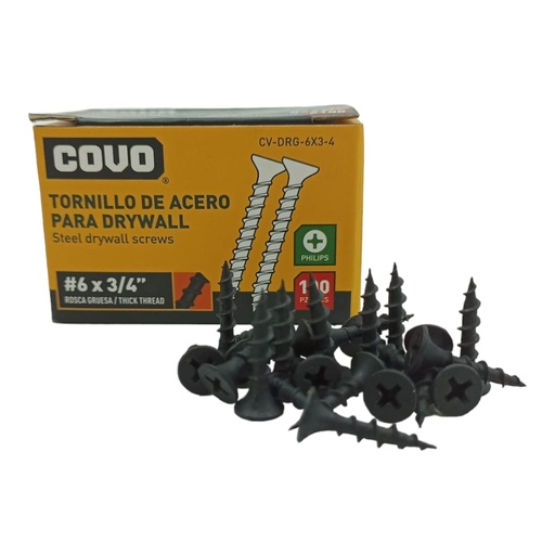 [E0600000186] TORNILLO DRYWALL 6 X 3/4" X 100Pzs