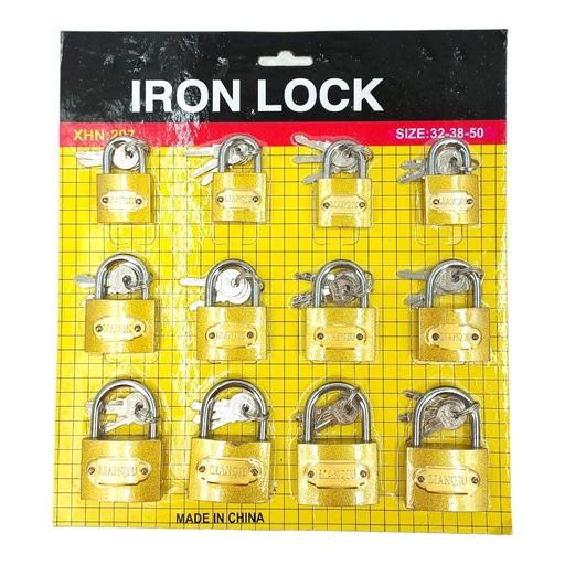 [E0500000068] SET DE CANDADOS LATONADOS 32mm 38mm 50mm