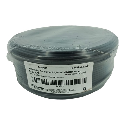 [J0500000288] CABLE THW 12 x 100Mts NEGRO (NACIONAL 100% COBRE)