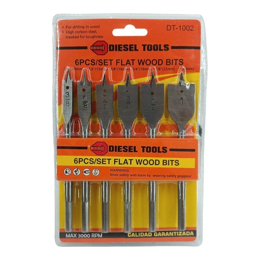 [F0100000528] JUEGO DE MECHAS P/MADERA T/PALA 10-25mm 6Pzs
