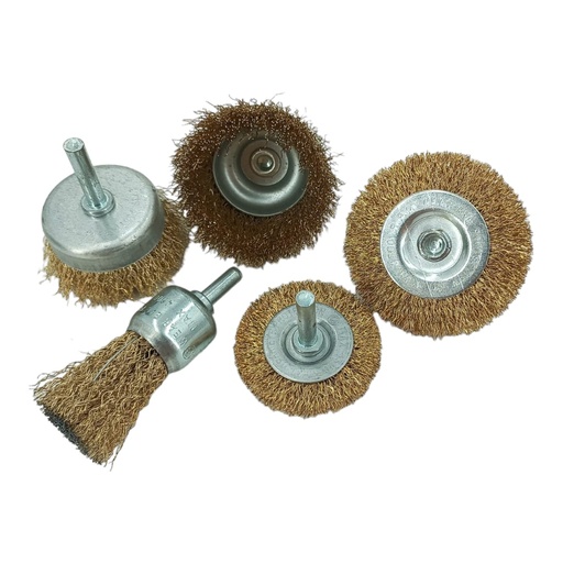 [F0100000529] JUEGO CEPILLO ALAMBRE PARA TALADRO VARIADOS 5 PZS