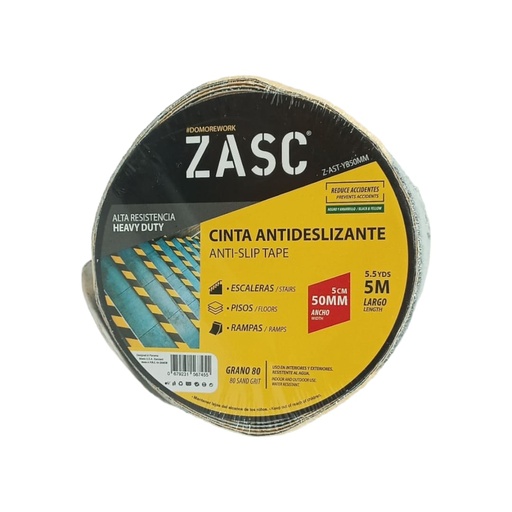 [F0300000354] CINTA ANTIRESBALANTE NEGRA C/AMARILLO 50mm X 5Mts
