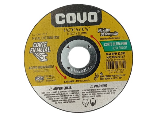 [F0100000540] DISCO DE CORTE ULTRAFINO 4-1/2" PLANO