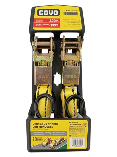 [F0300000435] CINTA DE AMARRE 2Pza 1" x 3M 400Kg