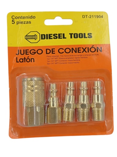 [F0300000472] JUEGO DE ACOPLES P/PISTOLA DE AIRE 5Pzas 1/4"