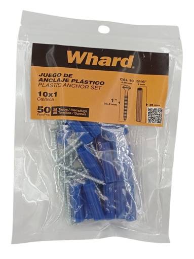 [E0600000324] RAMPLUG AZUL C/TORNILLOS  50Pzs x 1/4" (M6) IMP