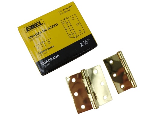 [E0800000104] BISAGRA PARA MADERA 2.5" x 2.5"x1.7mm PAR DORADA