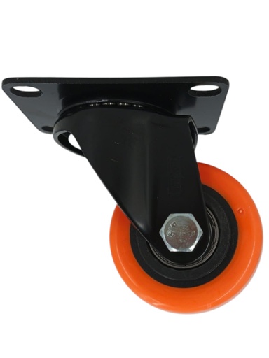 [E1100000021] RUEDA C/BASE GIRATORIA 2.5" NARANJA