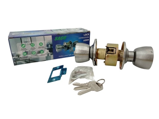 [E0500000106] CERRADURA PARA HABITACION BOTON PLATA POMO
