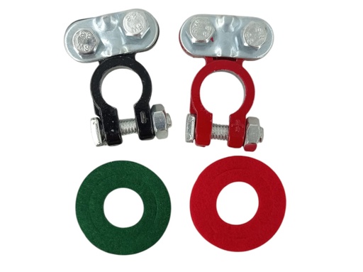 [J0800000088] BORNE DE PLOMO PARA CARROS 2Pzs ROJO/NEGRO IMP