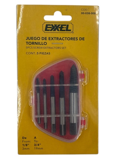 [F0100000706] JUEGO EXTRACTOR DE TORNILLOS 5Pzs